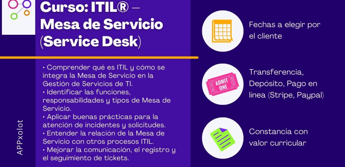 Curso ITIL® 4 Service Desk: Gestión de Incidentes y Mesa de Servicio