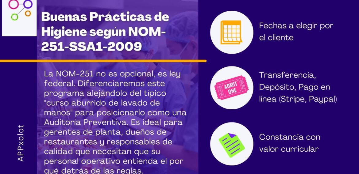 Curso Oficial NOM-251-SSA1-2009: Buenas Prácticas de Higiene y Preparación para COFEPRIS