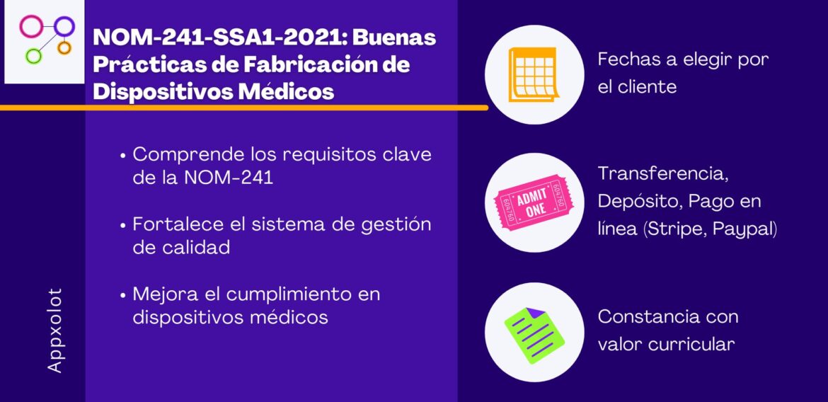 Curso NOM-241-SSA1-2021: Buenas Prácticas de Fabricación de Dispositivos Médicos